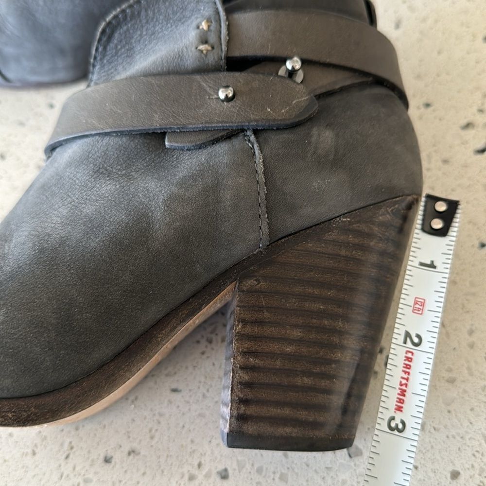 rag & bone New York Hallow Gray Leather Heeled Ankle Boots Booties Shoes Size 35 - Picture 7 of 14